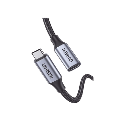 Cable USB-C Macho a USB-C Hembra | 1metro | USB-C 3.1 Gen 2 | Compatible con Thunderbolt 3 | Carcasa de Aluminio | Nylon Trenzado |  Transferencia de Datos 10 Gbps | Soporta hasta 100W para Carga Rápida.