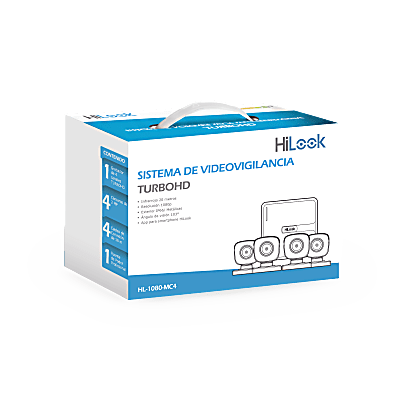 KIT TurboHD 1080p / DVR 4 canales / 4 Cámaras Bala de Metal / H.265+ / 1 Fuente de Poder Profesional / Accesorios de Instalación