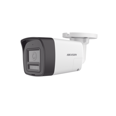 [Audio Bidireccional + Sirena & Estrobo + Dual Light + ColorVu] Bala TURBOHD 4K (8 Megapixel) / Lente 2.8 mm / 30 mts IR EXIR + 20 mts Luz Blanca / Micrófono y Bocina Integrado / Exterior IP67 / Metal / dWDR