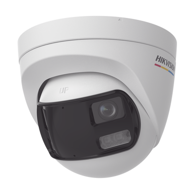 [ColorVu + Panoramica + Dual Light] Turret TURBOHD 3K (5 Megapixel) / Micrófono Integrado / Visión 180° / Imagen a Color 24/7 / 40 mts Luz Blanca + 40 mts IR / Exterior IP67 / WDR