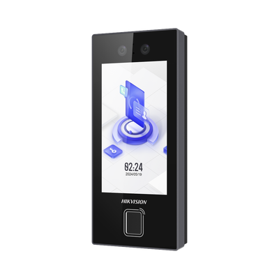 Terminal Facial Min Moe con LECTOR DE HUELLAS y Tarjetas PROX EM / 3000 Rostros / 3000 Huellas / Pantalla 4.5" / Administrable en la Nube con HikConnect Teams  / Exterior IP65  / PoE / WiFi / HIK-IA