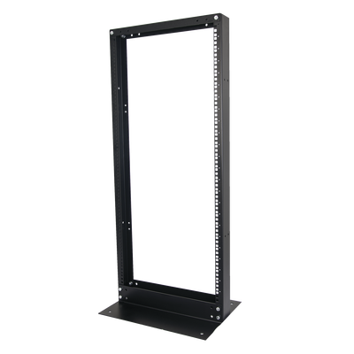 Rack de 2 Postes, Estándar 19", 24 Unidades, Fabricado en Acero, Base "L" para Anclar a Piso.