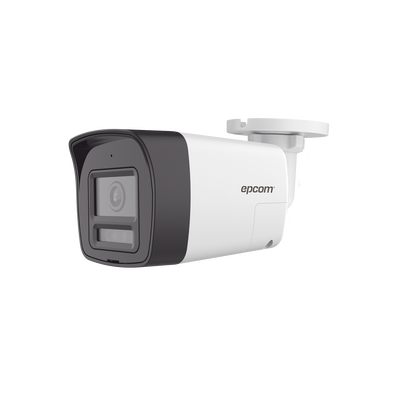 [Audio Bidireccional + Dual Light + ColorVu] Bala TURBOHD 4K (8 Megapixel) / Lente 2.8 mm / 30 mts IR EXIR + 20 mts Luz Blanca / Micrófono y Bocina Integrado / Exterior IP67 / Metal / dWDR