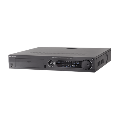DVR 32 Canales TurboHD + 32 Canales IP / 8 Megapixel (4K) / 4 Bahías de Disco Duro  / RAID 0,1,5,6,10 / POS / Acusense / 16 Entradas de Alarma