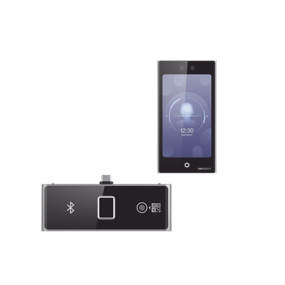Terminal Facial Min Moe WiFi con pantalla de 7" y Lector de Huellas, Códigos QR y Bluetooth /  Exterior IP65 / 10,000 rostros y 50,000 tarjetas / Soporta módulo lector de Huella, QR y Bluetooth / HIK-IA