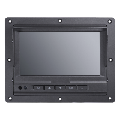 Monitor Táctil LCD / 7 Pulgadas / 3 Canales de Video / 2 Canales de Alarma / Conector Aviación 4 Pines / Operación -20°C a 70°C