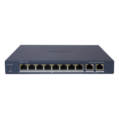 Switch PoE+ Administrable / 8 Puertos Gigabit PoE+ / 2 Puertos Uplink Gigabit / PoE Extendido 300 m (984.3 ft) / 110 W / Gestión en Nube
