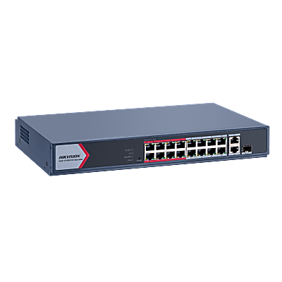 Switch PoE+ Monitoreable / 16 Puertos 10/100 Mbps PoE+ / 2 Puertos Gigabit Uplink / 1 Puerto SFP / Alcance Extendido 300 m (984 pies) / 130 W