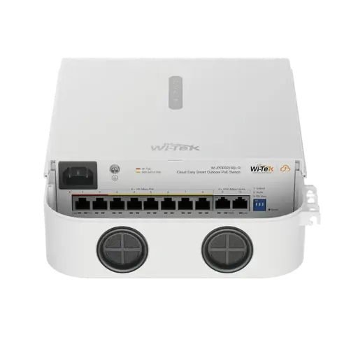 Switch PoE / Administración en la nube / Con 8 puertos 10/100 Mbps PoE af/at / 2 Puertos Ethernet 10/100 MBPS / Presupuesto 100 W / PoE hasta 250 metros / Soporta protocolo ONVIF