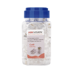 Bote con 100 Piezas de Plug Modular RJ45 / Cat 6 / Chapado en Oro a 30 Micras / Sin Blindaje / Facil Instalación / Uso Interior / Soporta Norma TIA-568B / Cumple con RoHS 2.0 