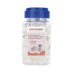 Bote con 100 Piezas de Plug Modular RJ45 / Cat 5e / Chapado en Oro a 30 Micras / Sin Blindaje / Facil Instalación / Uso Interior / Soporta Norma TIA-568B / Cumple con RoHS 2.0 