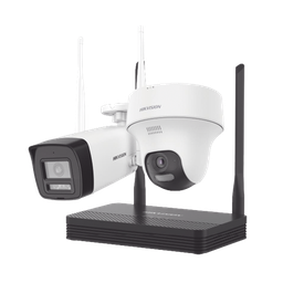 Kit IP Inalámbrico 4 Megapixel / NVS 4 Canales / 1 Cámara Bala Exterior + 1 Cámara Turret Interior con Lente 2.8 mm y Dual Light / Audio Bidireccional (Micrófono y Bocina) / Soporta Micro SD de 512 GB