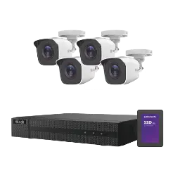 KIT TurboHD 1080p + SSD de 500 GB / DVR 4 canales / 4 Cámaras Bala de Metal / Fuente de Poder / Accesorios de Instalación