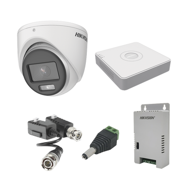  KIT COLORVU TURBOHD 1080pLite / DVR 4 Canales / 4 Cámaras Eyeball (exterior) / Transceptores / Conectores / Fuente de Poder Profesional