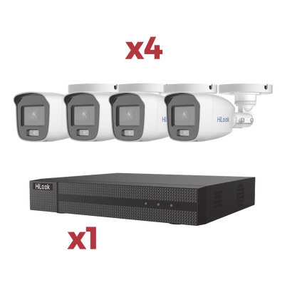 [Kit] DVR 4 Canales TurboHD + 1 Canal IP / 2 Megapixel (1080pLite) / AcuSense Lite / Audio por coaxitron / 1 Bahia de disco duro / 4 Cámaras 2 Megapixel tipo Bala / ColorVu Lite + Microfono Integrado