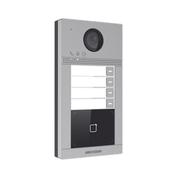Videoportero IP 2 Megapixel / Llamada y Apertura Remota desde App Hik-Connect (Requiere monitor )/ PoE / Exterior IP65 + Antivandalico IK08 / 4 Departamento / Apertura con Tarjeta / Soporta 2 Puertas y hasta 6 Monitores