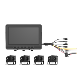 Sistema de Monitoreo Local / 4 Cámaras 1080p para Exterior (IP68) y Pantalla LCD de 7" a Color / Memoria Micro SD de 64 GB (Expandible a 512 GB) / Soporta Cambio de Cámara al Dar Reversa al Vehiculo / Accesorios de Instalación