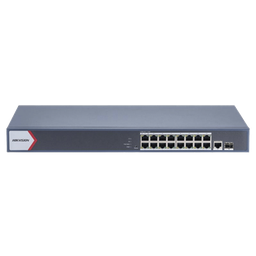 Switch Gigabit PoE+ / Monitoreable / 16 Puertos 1000 Mbps PoE+ / 1 Puerto 1000 Mbps de Uplink / 1 Puerto SFP /  Configuración Nube desde Hik-PartnerPro / Modo Extendido hasta 300 Metros / 130 Watts